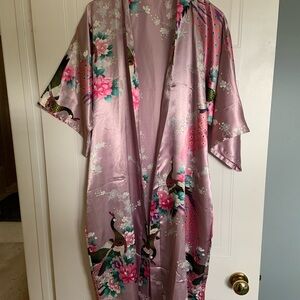 Floral Satin Kimono Robe
